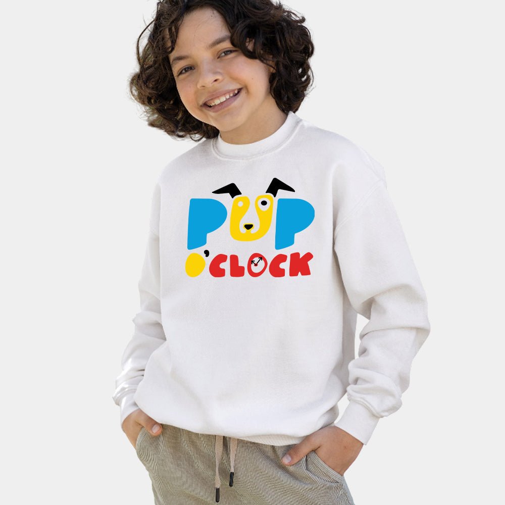 Youth Stacked Logo Sweatshirt - White