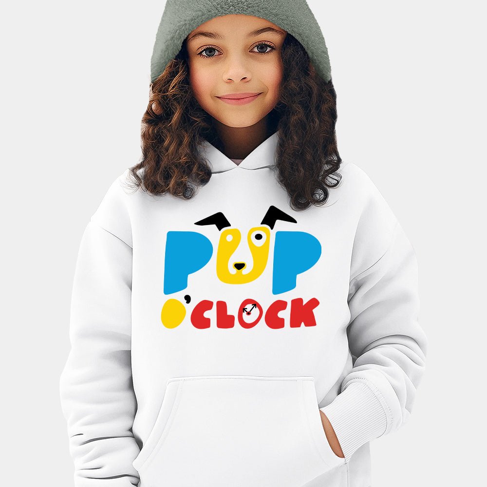 Youth Stacked Logo Hoodie - White
